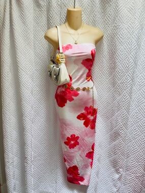 Pink floral maxi dress hawaiian beach tropical cheap